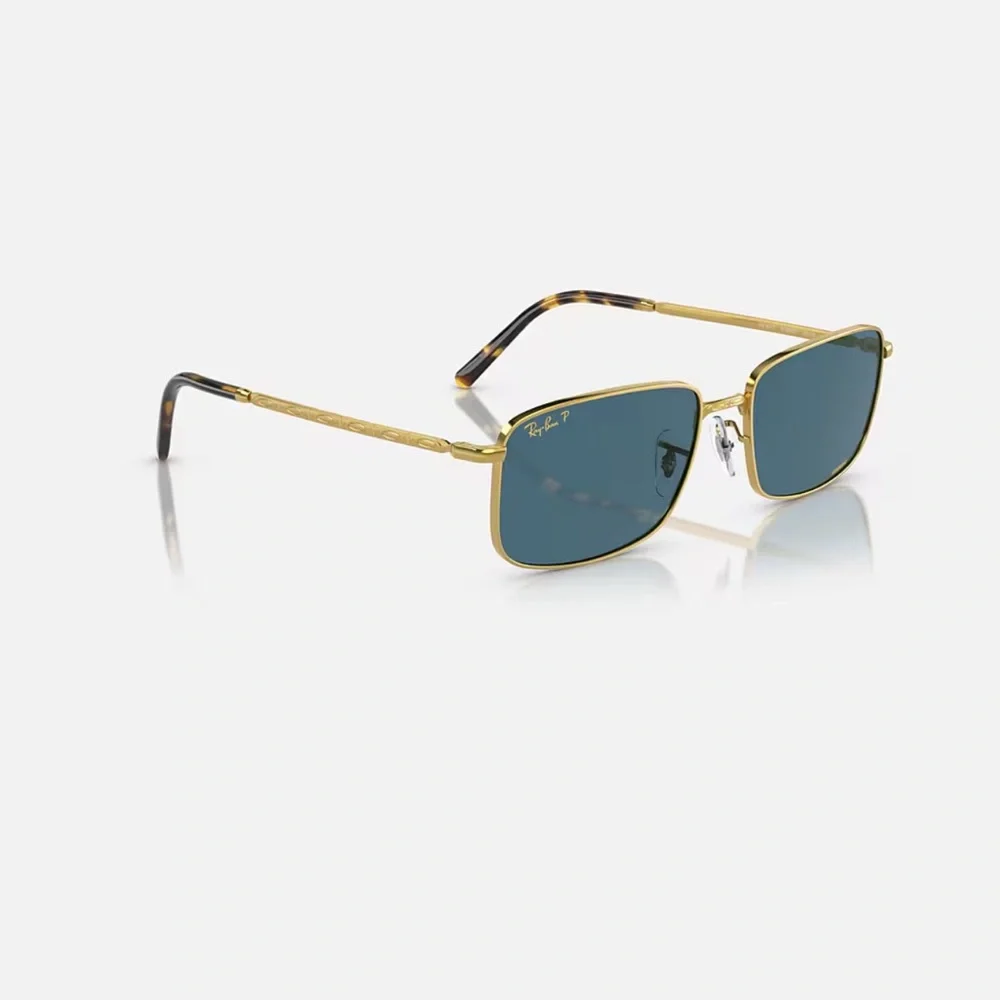 NEW RB3717 Ray-Ban Gold Frame Sunglasses with Blue Lenses - Picture 6 of 11